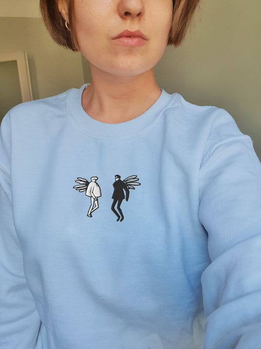 embroidered good omens sweatshirt